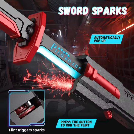 Kids Light-Up Spray Sword with Smoke & Spark Effects - RGB Lightsaber Toy