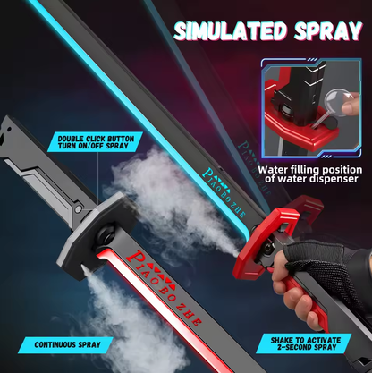 Kids Light-Up Spray Sword with Smoke & Spark Effects - RGB Lightsaber Toy