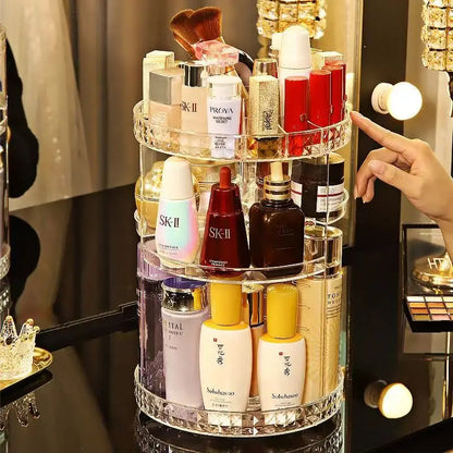 360° Rotation Makeup Organizer with Brush Holder Perfume Tray