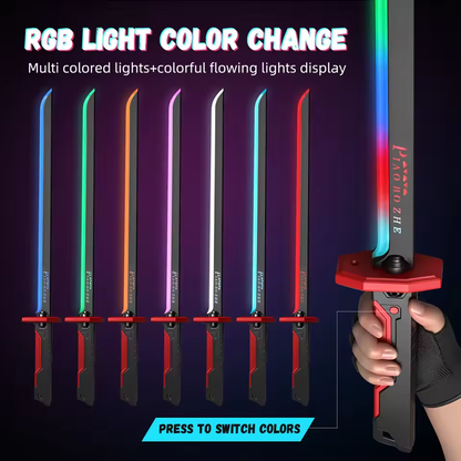 Kids Light-Up Spray Sword with Smoke & Spark Effects - RGB Lightsaber Toy