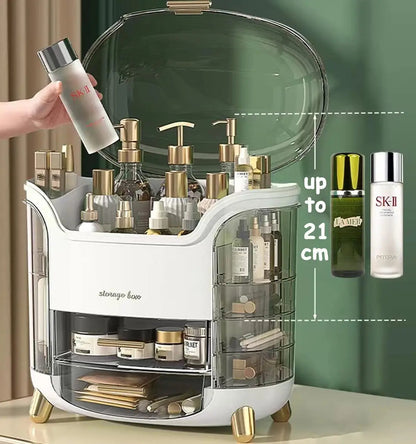 Luxury Portable Cosmetic Organizer Box with Lid & Drawers