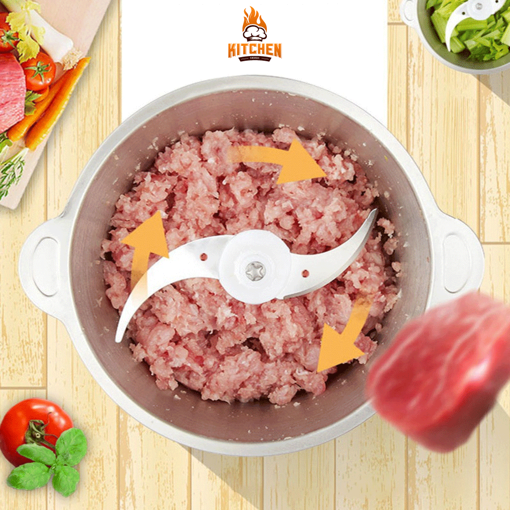 Electric Chopper Meat Grinder Mincer Food Processor Slicer High-Power Four-Knife