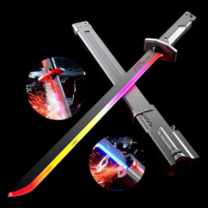 Kids Light-Up Spray Sword with Smoke & Spark Effects - RGB Lightsaber Toy