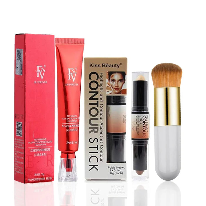 Flawless Base Makeup Combo Foundation (3pcs Set)